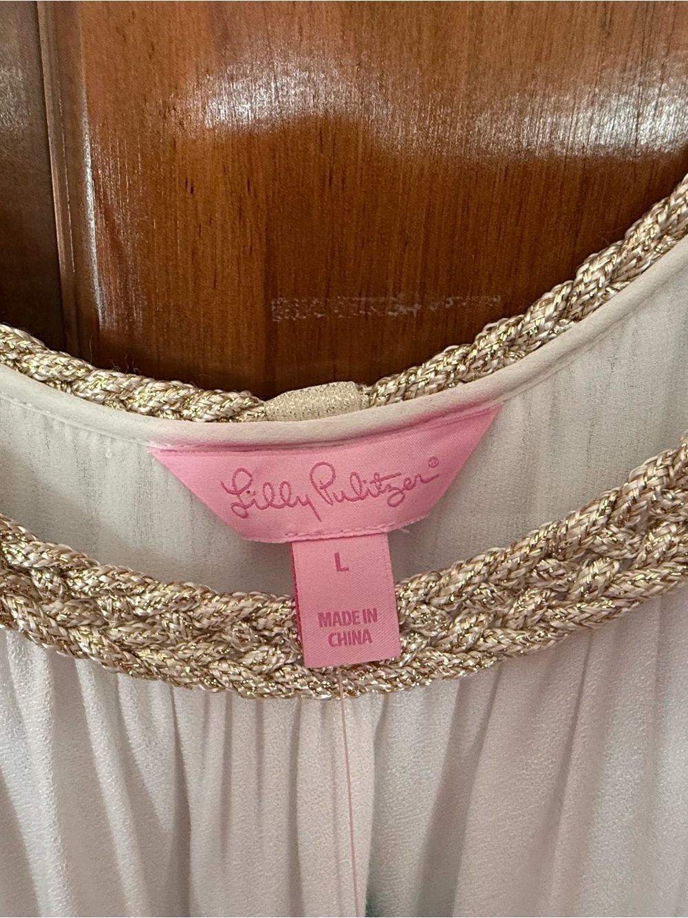 Lilly Pulitzer White Dress with Gold Braided Neckline - Picture 4 of 7